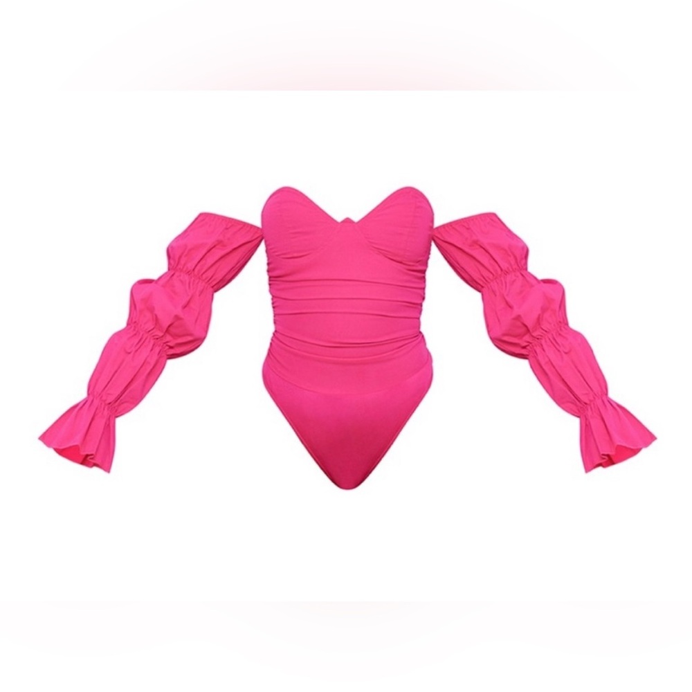 PrettyLittleThing Hot Pink Off-Shoulder Bodysuit